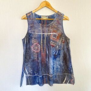IMPULSE CALIFORNIA Women's Size Large Lightweight Tunic Tank Top Lace Detail